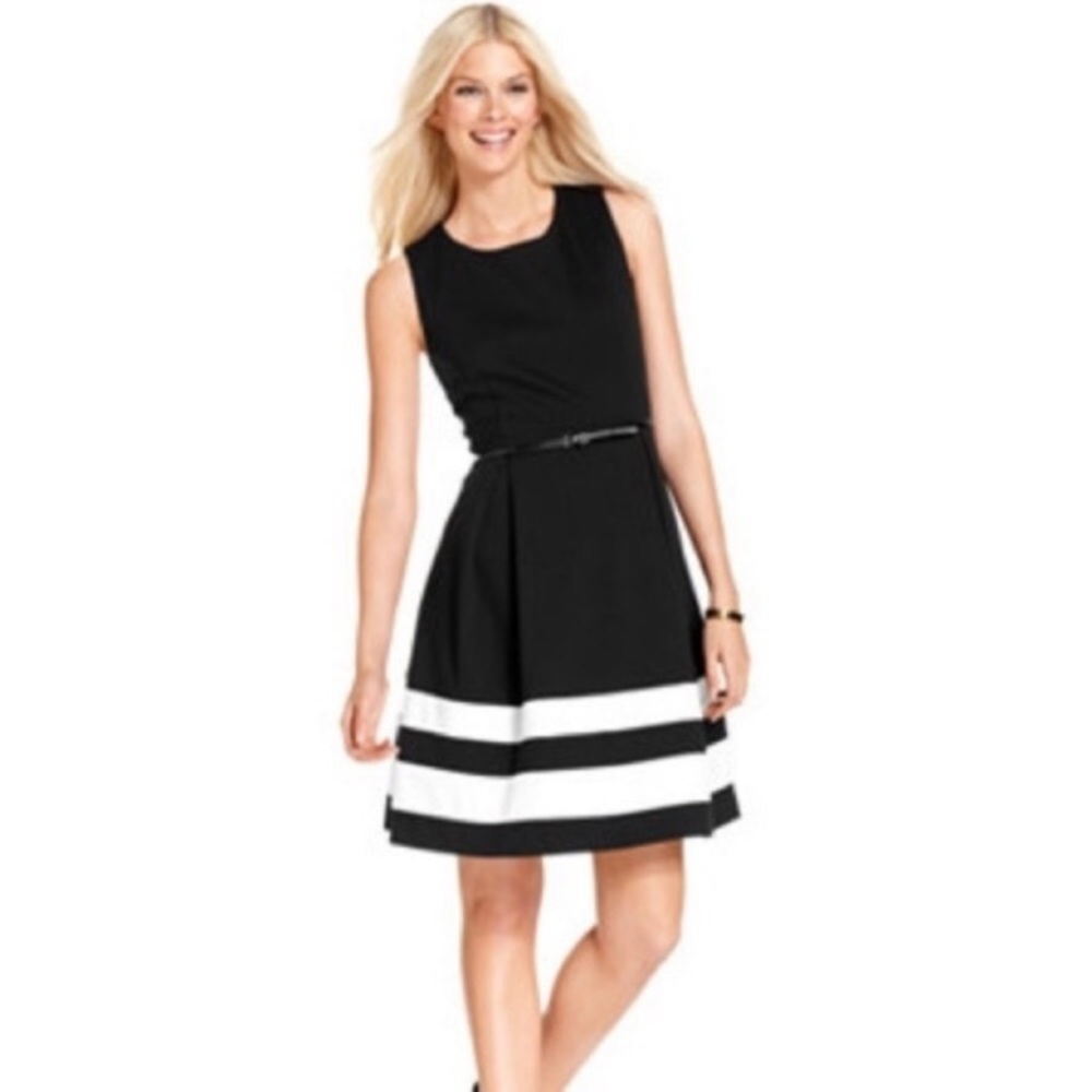 Calvin Klein Striped Fit & Flare Dress